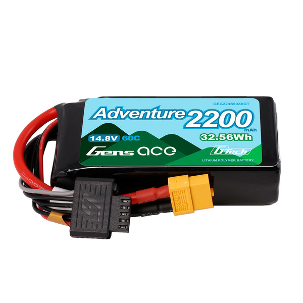 GENS ACE - Adventure 2200mAh 4S 14.8V 60C LiPo Battery Pack 91.6x43x23.6mm 204g XT60 Plug (GA2200-4S60)