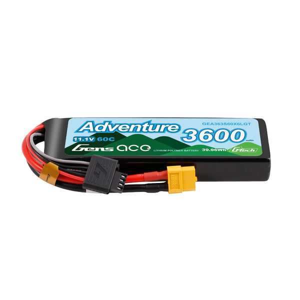 GENS ACE - Adventure HV Shorty 3600mAh 3S1P 11.4V 60C LiPo Battery with XT60 Plug 90x42x25mm 215g (GA3600-3S60-HV)