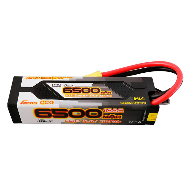 GENS ACE - Advanced 6500mAh 11.4V 100C 3S1P HardCase LiPo Battery Pack 60# with EC5 Plug 165x47x34mm (GA6500-3S100-HV-A)