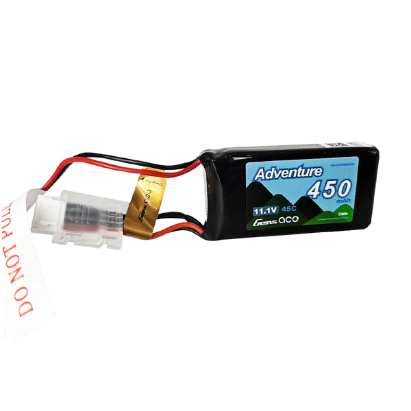 GENS ACE - 450mAh 11.1V 45C 3S1P LiPo Battery Pack 56.28 x 30.22 x 15.17mm 46.9g with JST Plug (GA0450-3S45-JST)