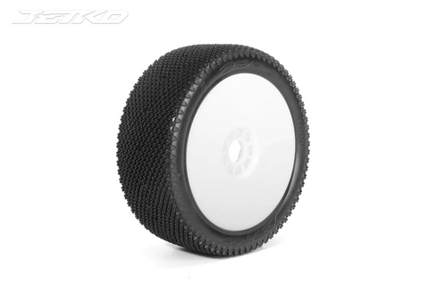 JETKO J-ZERO 1/8 Buggy Pre-Glued Tires White (pair)