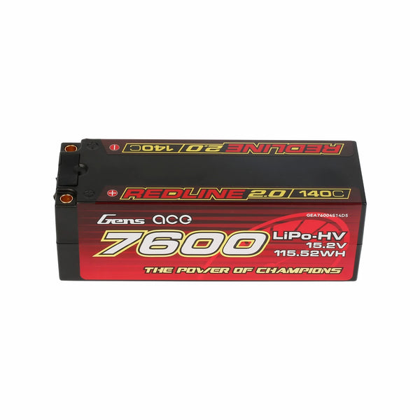 GENS ACE - Redline 2.0 7600mAh 4S 140C 15.2V LiPo battery 139x47x48mm 592g 5mm Bullet (GA7600-4S140-RL2.0)