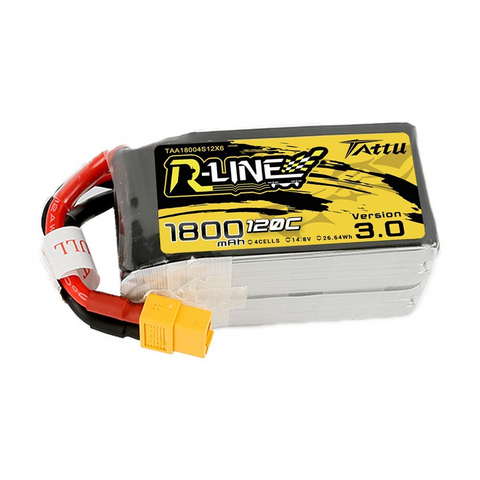 TATTU R-Line 14.8V 1800mAh 4S 120C FPV Lipo Battery with XT60 Plug