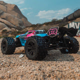 ARRMA - 1/8 Kraton 6S V6 4X4 BLX Brushless Speed Monster Truck RTR, Blue/Pink (ARA8608V6T2)