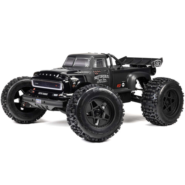 ARRMA - 1/8 Notorious 6S V6 4X4 BLX Brushless Stunt Truck RTR, Black (ARA8611V6T1)