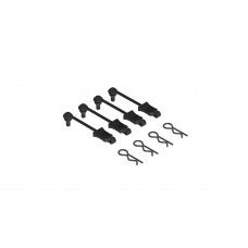 Body Clip/Pin with Retainer 1/10 Scale Black (4)