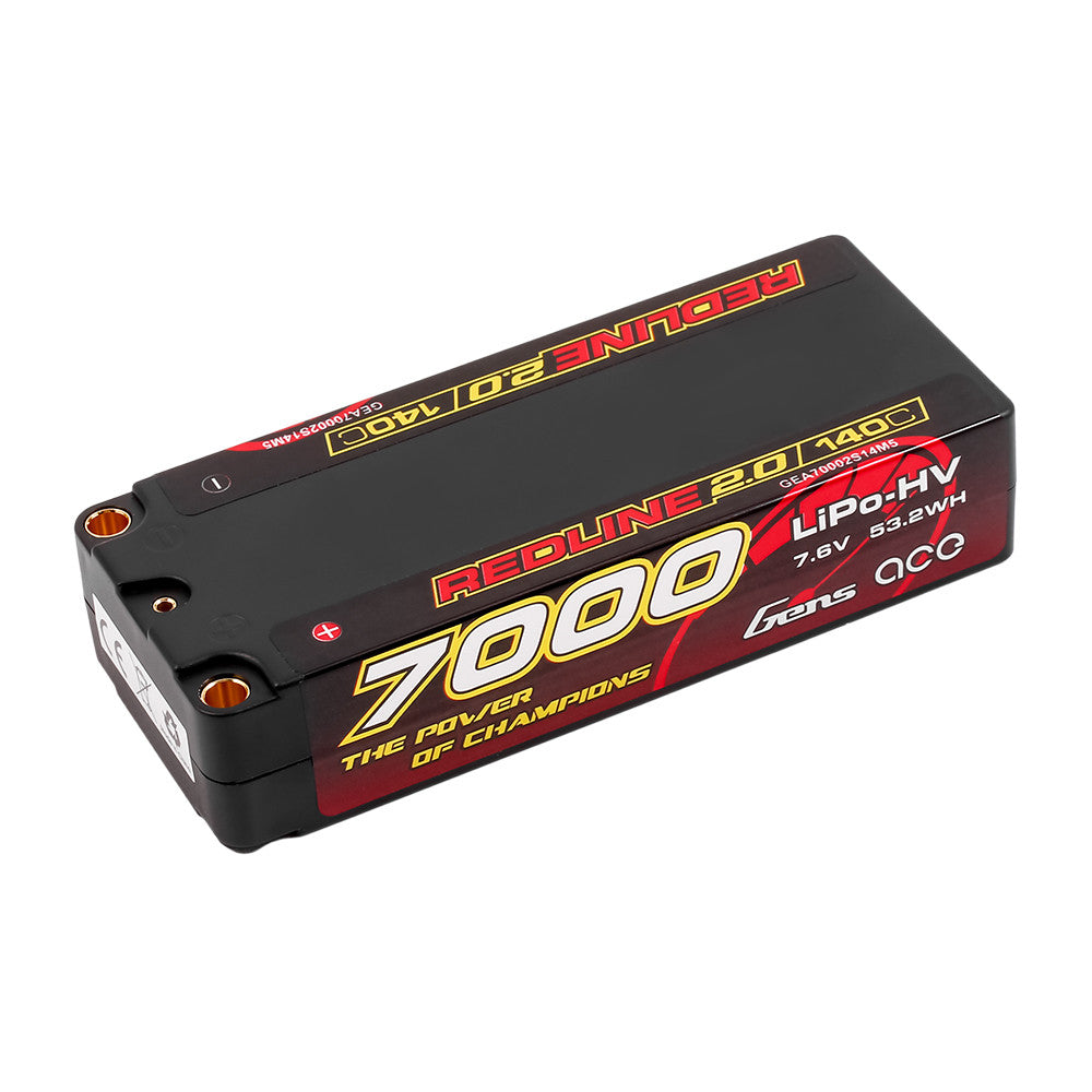 Gens Ace Redline 2.0 7000mAh 2S 140C mid size LiPo battery