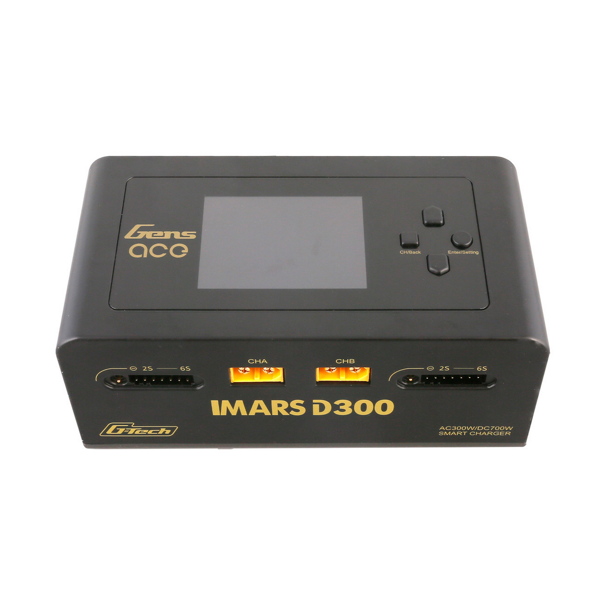 Gens Ace IMARS D300 G-Tech Series Smart Dual Lipo Charger 16A AC 300W DC 700W（Black）
