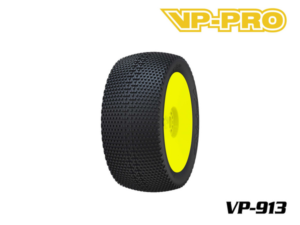 VP-PRO 913 Gripz Evo (M4 - SuperSoft) - 1/8 Offroad Truggy Tires Pre-Glued on Yellow Rims (2pcs)