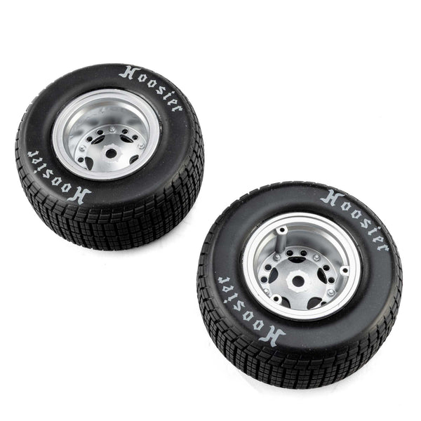 LOSI - Hoosier Tyres, Medium, Mounted, Satin Aluminium, Left/Right (2): 22S Dirt Late Model DLM (LOS-4642)