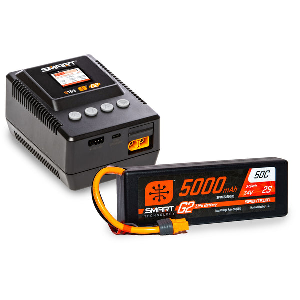 SPEKTRUM - Smart Powerstage Surface Bundle: 5000mAh 2S LiPo Battery IC3 / S155 Charger (SPMXBCB1)