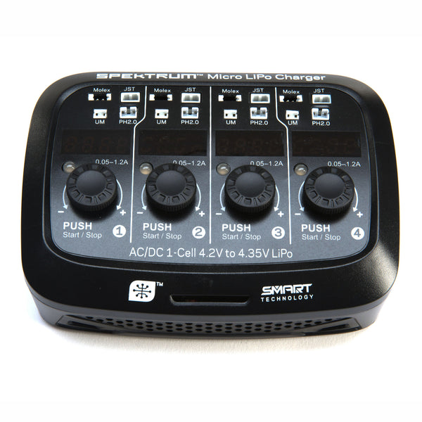 SPEKTRUM - S44 Micro 4-port AC/DC 1S LiPo Charger (SPMXC1040)