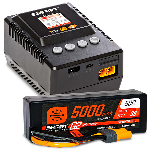 SPEKTRUM - Smart Powerstage 3S Surface Bundle: G2 5000mAh 3S LiPo IC5 & S155 Charger (SPMXPSS300)