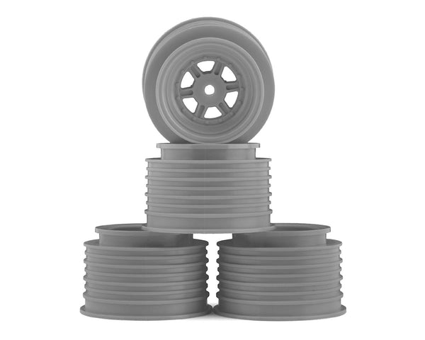DE RACING - Gambler Rear Wheels with 12mm Hex / AE -TLR-Losi 22S Sprint / SILVER (4 PC) 1.7/2.2in (DER-GLR-AS)