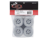 DE RACING - Gambler Rear Wheels with 12mm Hex / AE -TLR-Losi 22S Sprint / SILVER (4 PC) 1.7/2.2in (DER-GLR-AS)