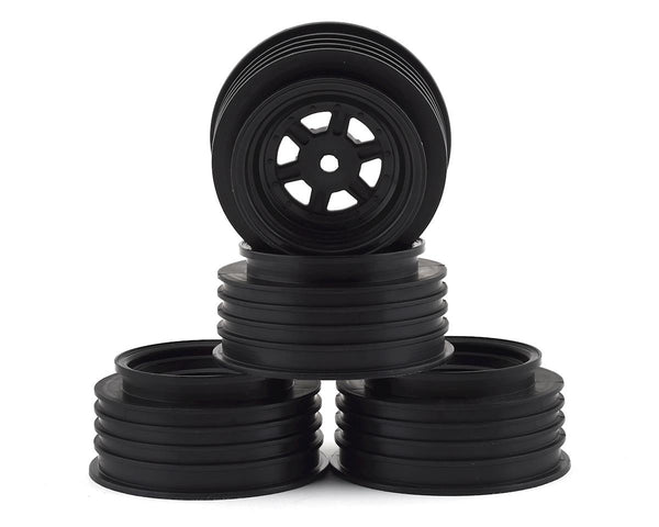 DE RACING - Gambler Front Wheels with 12mm Hex / AE/Losi 22S Sprint Offset / BLACK (4 PC) 1.7/2.2in (DER-GSF-AB)