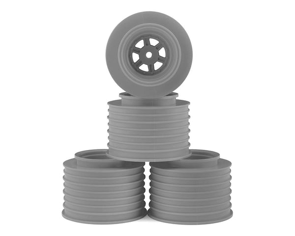 DE RACING - Gambler Rear Sprint Wheels with 12mm Hex / AE -TLR / SILVER (4 PC) 1.7/2.5in (DER-GSR-AS)