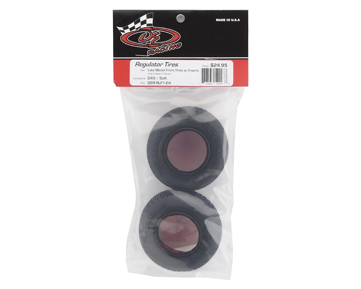 DE RACING - Regulator Late Model Front Tyres / D40 Compound / With Inserts 1.7/2.2in (DER-RLF1-D4)