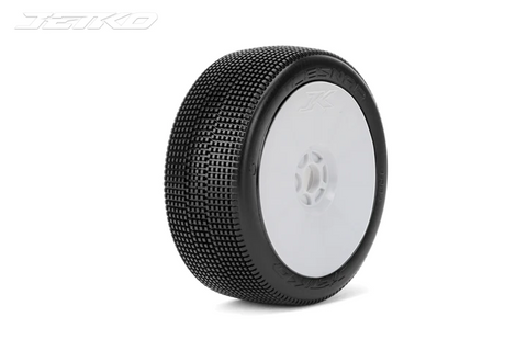 JETKO LESNAR 1/8 Buggy Pre-Glued Tires White (pair)