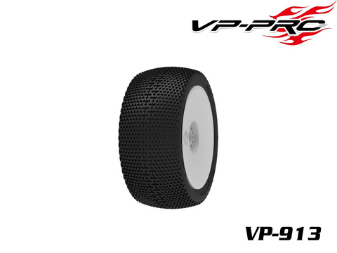 VP-PRO 913 Gripz Evo (M3 - Soft) - 1/8 Offroad Truggy Tires Pre-Glued on White Rims (2pcs)
