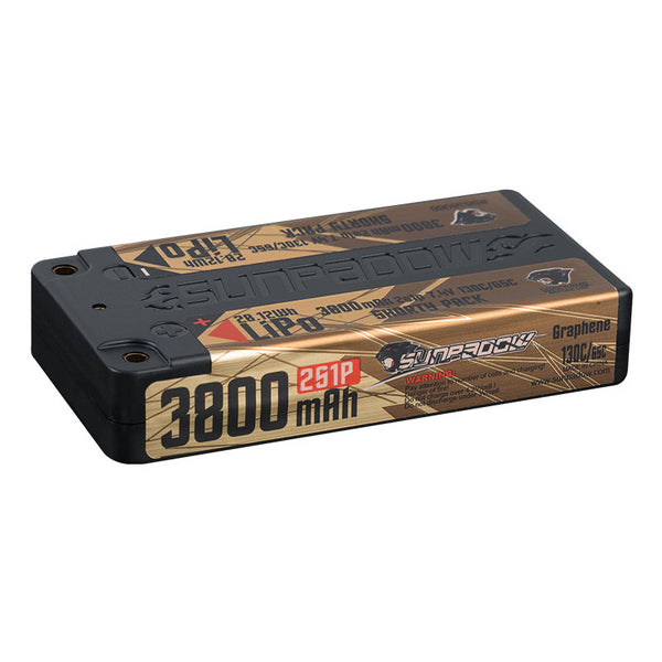 SUNPADOW Competition Shorty Lipo Battery 3800mAh-7.4V-130C/65C-5mm Bullet