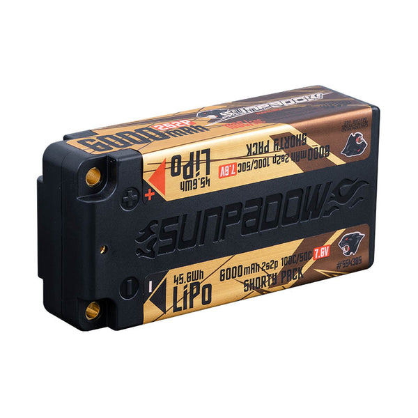 SUNPADOW Competition Shorty Lipo Battery 6000mAh-7.6V-100C/50C-5mm Bullet