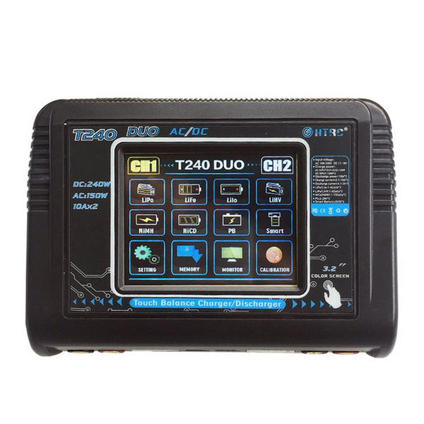 HTRC T240 DUO AC 150W /DC 240W Touch screen Dual Channel 10A RC Charger for LiPo